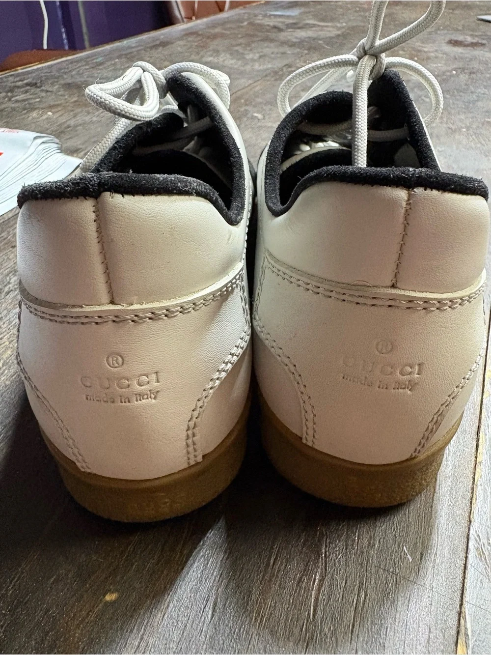 Gucci Leather Colorblock Lace-Up Casual Sneakers Round Toe Mens #1002